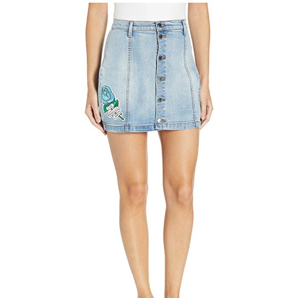 Juicy Couture Patch Embroidered blue Denim Skirt